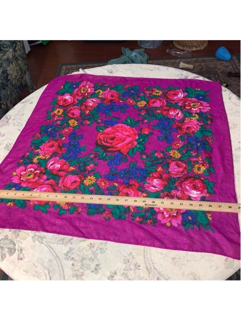 Women's Unbranded Scarf One Size Purple Floral - Picture 4 of 7